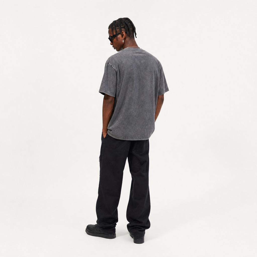 Lawless Row "Fall Down To Gain More" Skate Washed Grey Oversized Tee