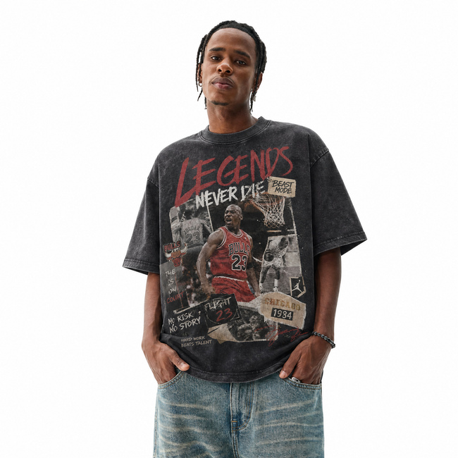 LAWLESSROW "The Scream Hooper" - Michael Jordan Vintage Washed Heavyweight Oversized Graphic Tee Main Image