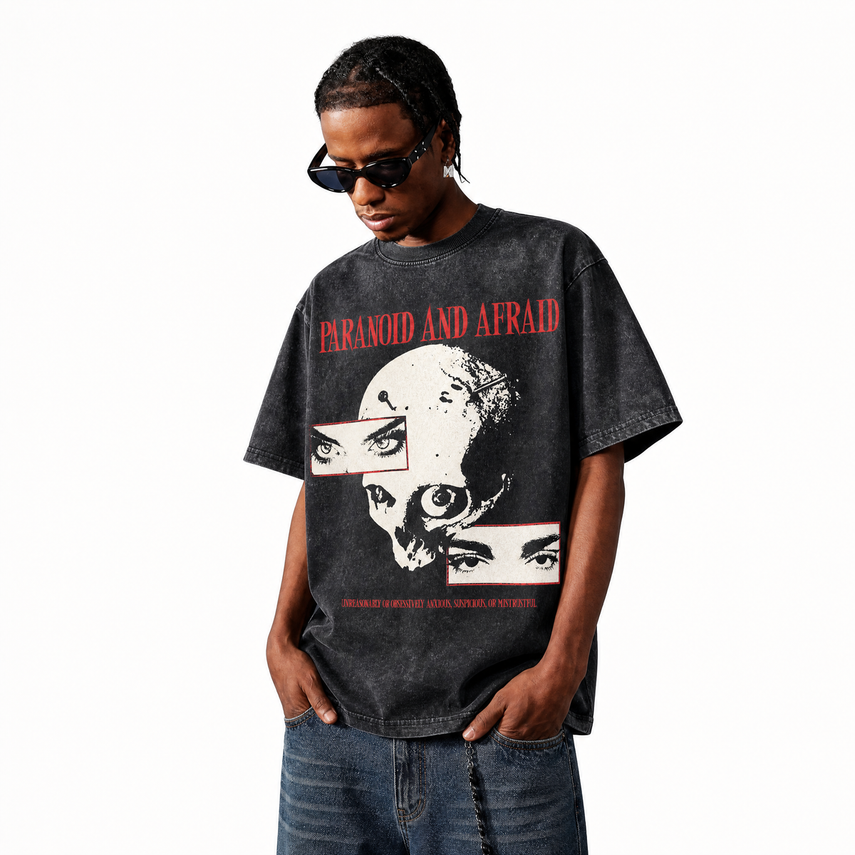 Lawless Row “Paranoid & Afraid” Vintage Washed Oversized Tee