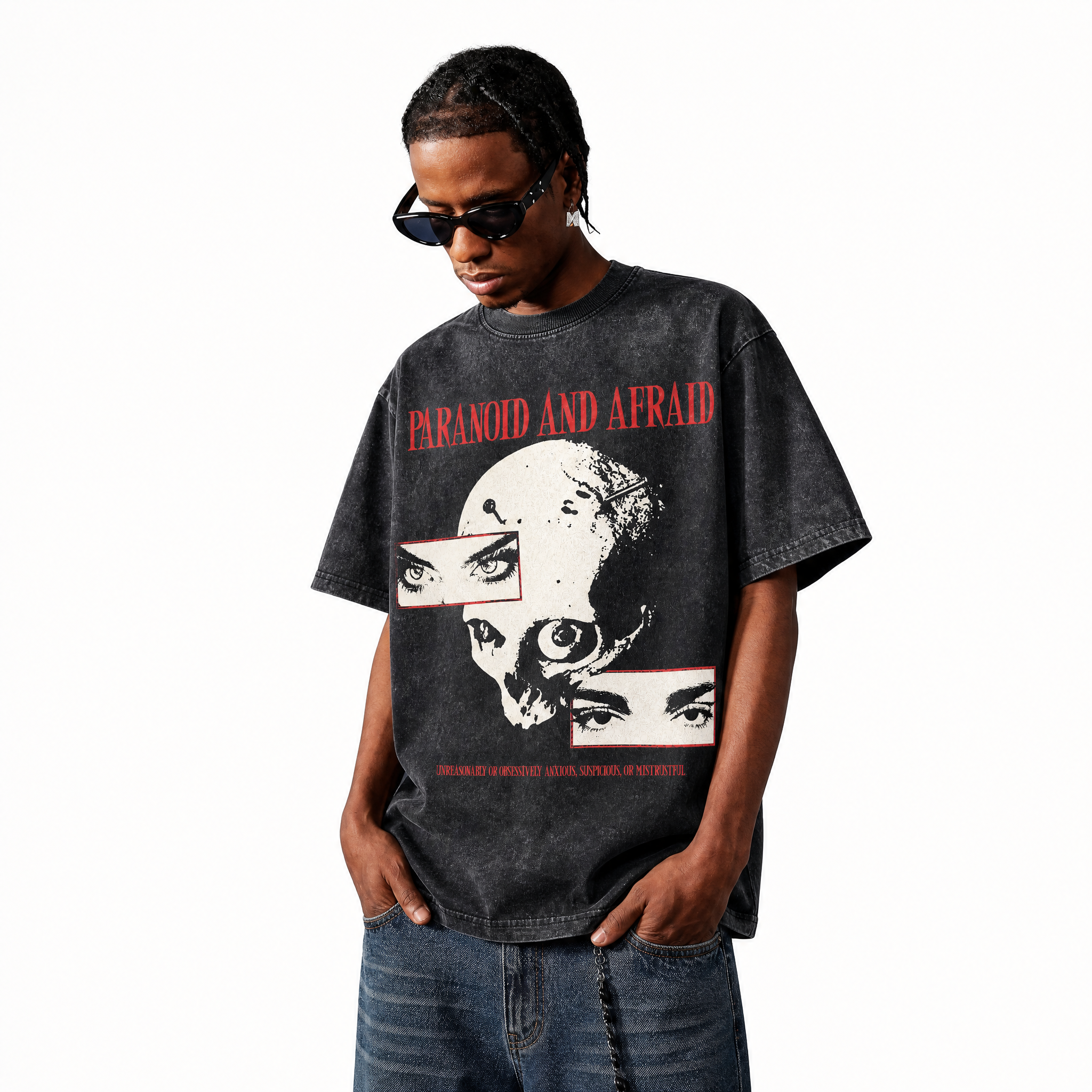 Lawless Row “Paranoid & Afraid” Vintage Washed Oversized Tee