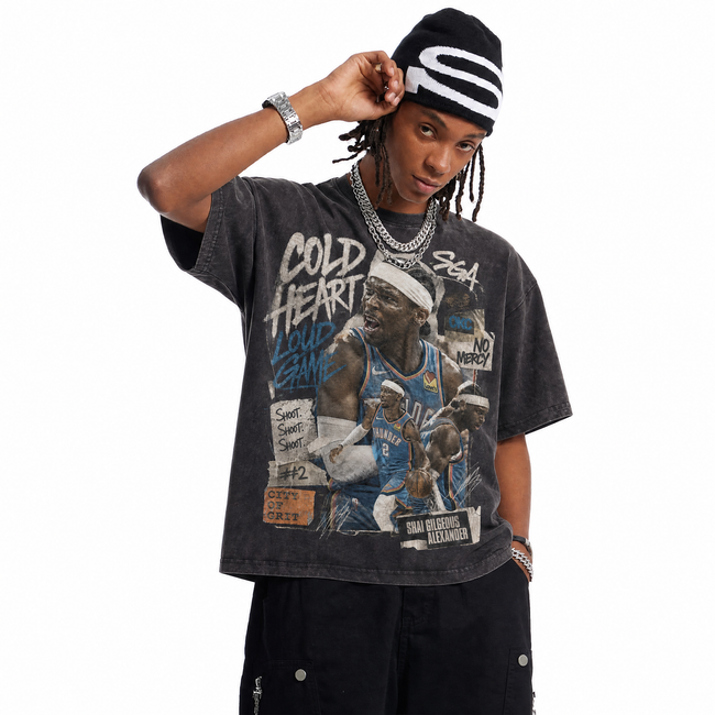 Lawless Row “Cold Heart” Vintage Washed Basketball Tee Main Image