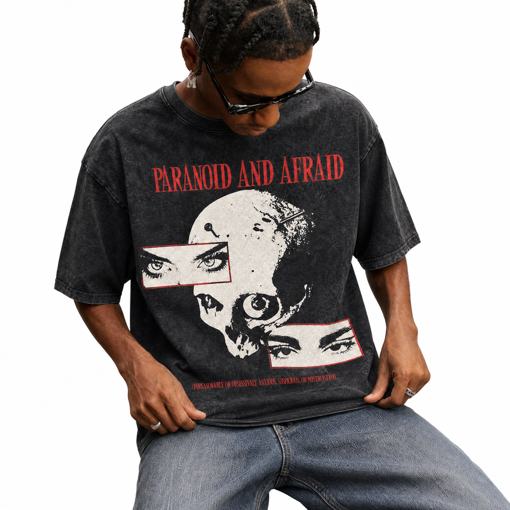 Lawless Row “Paranoid & Afraid” Vintage Washed Oversized Tee