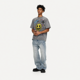 Lawless Row “Happy Neverland” Washed Grey Oversized Tee