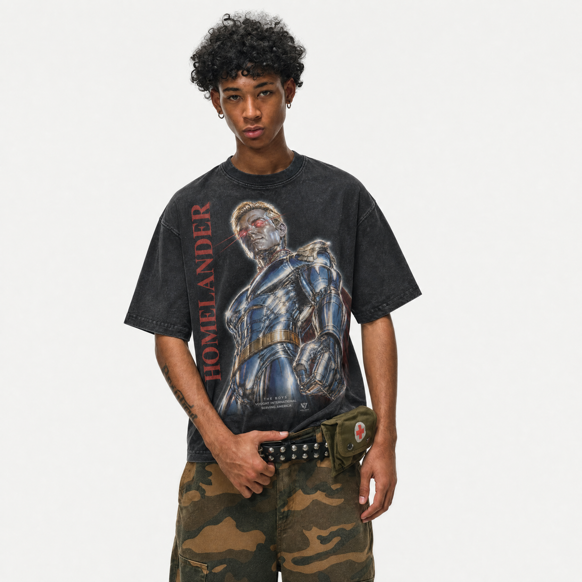LAWLESSROW Vintage Acid Wash The Boys Homelander Oversized Graphic T-Shirt