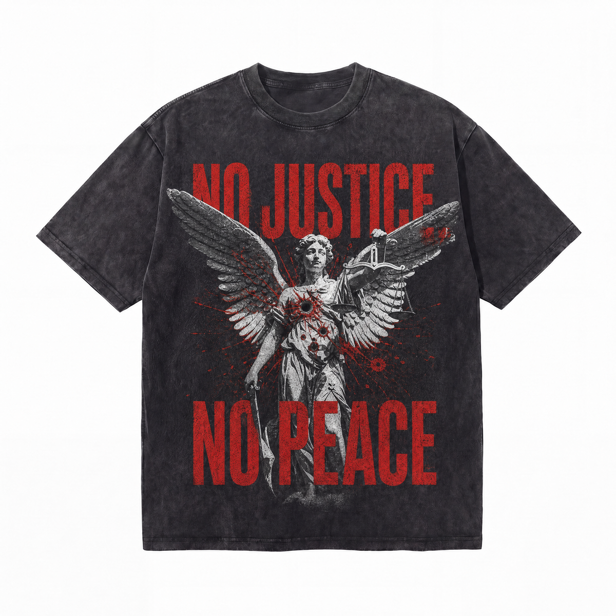 LAWLESSROW “No Justice No Peace” Vintage Washed Oversized Tee
