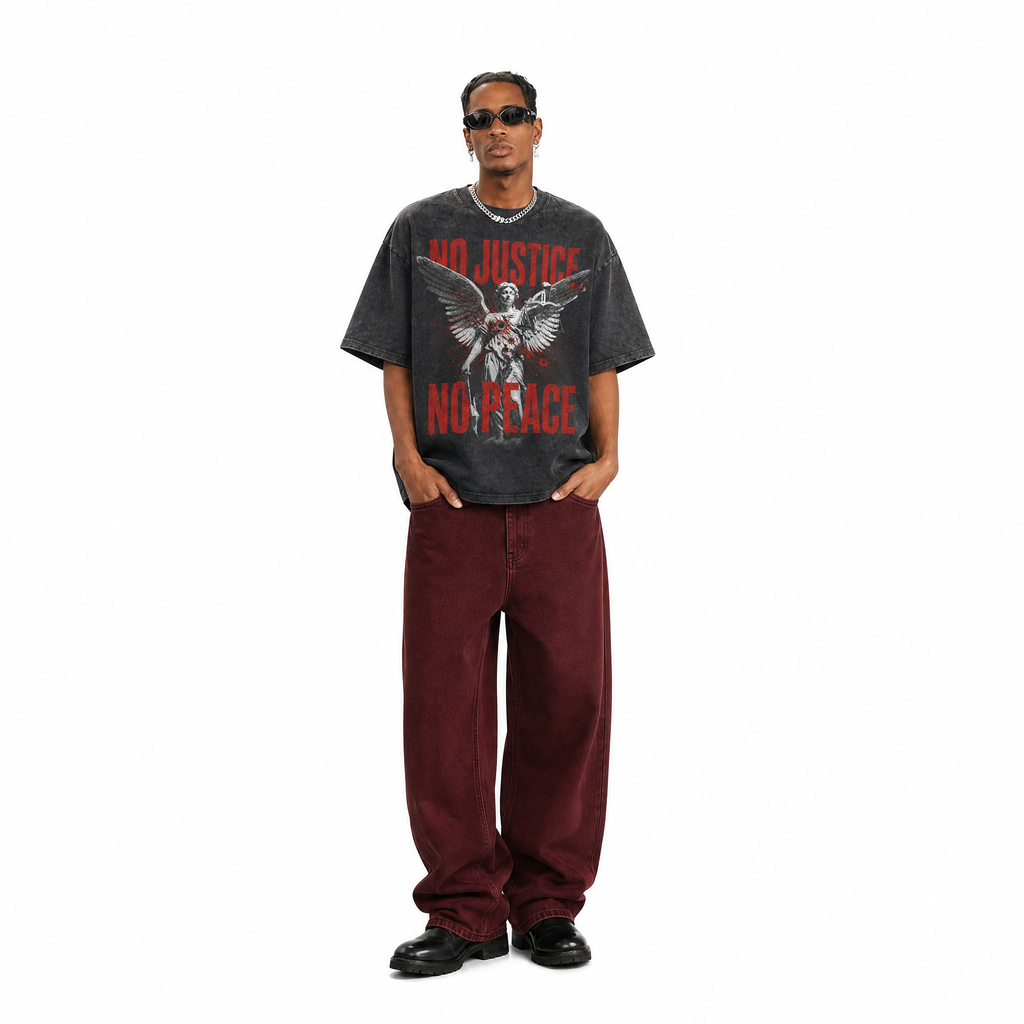 Lawless Row “No Justice No Peace” Vintage Washed Oversized Tee