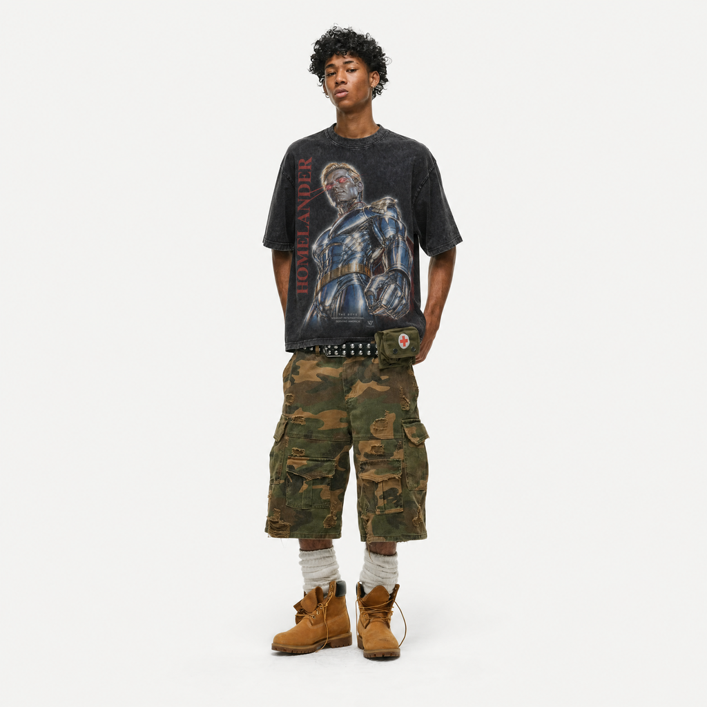Vintage Acid Wash The Boys Homelander Oversized Graphic T-Shirt
