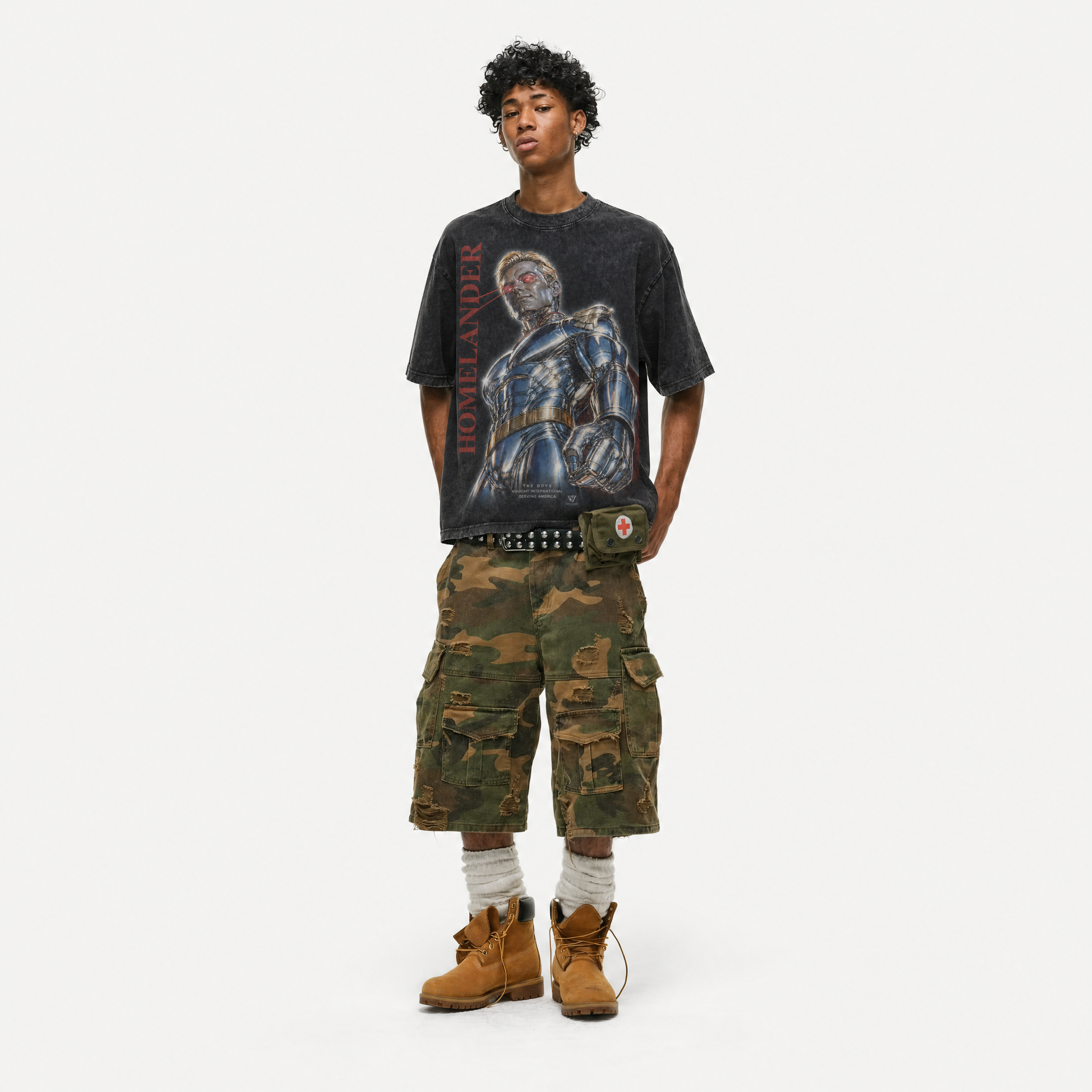 Vintage Acid Wash The Boys Homelander Oversized Graphic T-Shirt