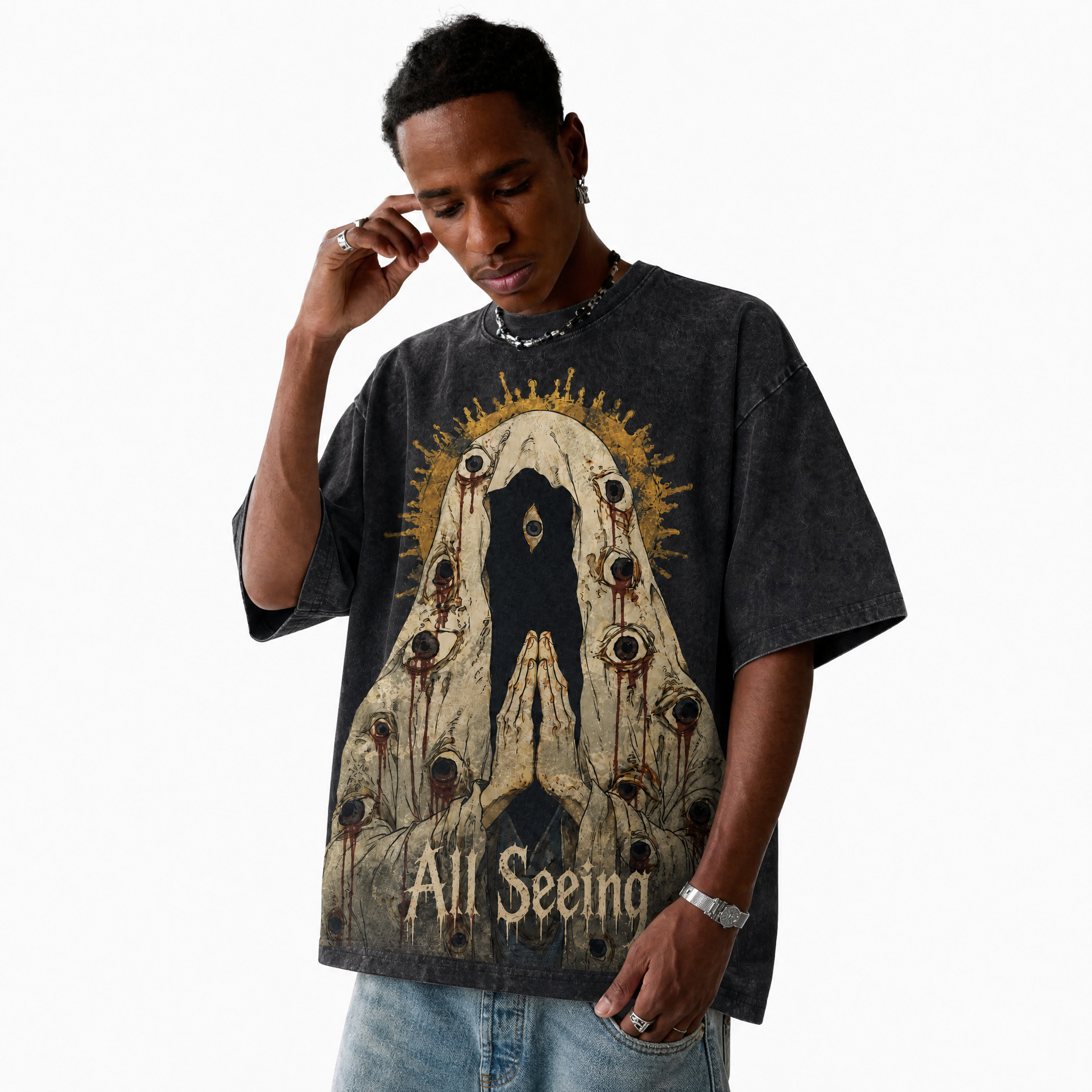 Lawless Row “All Seeing” Vintage Washed Oversized Tee