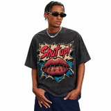 LAWLESSROW "Shut Up!" Washed Black Oversized Tee
