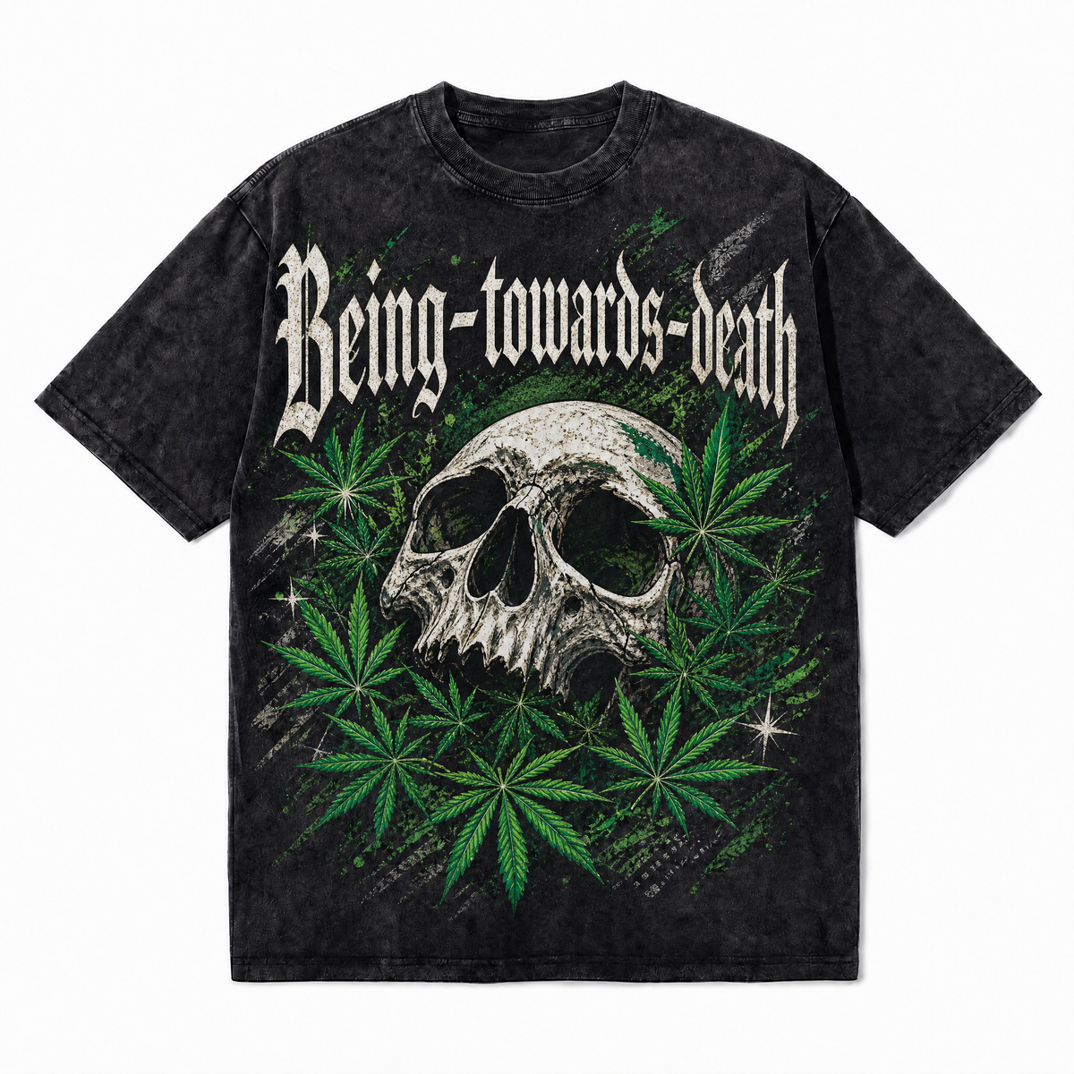 LAWLESSROW "Being Towards Death" Vintage Washed Black Oversized Tee