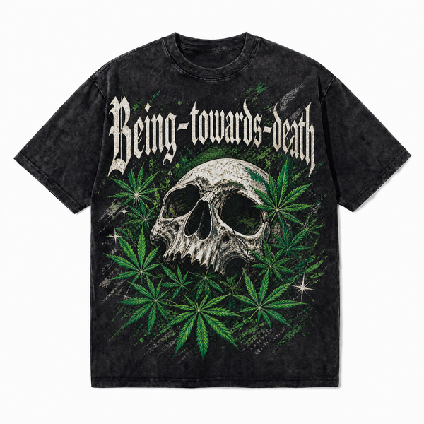 LAWLESSROW "Being Towards Death" Vintage Washed Black Oversized Tee