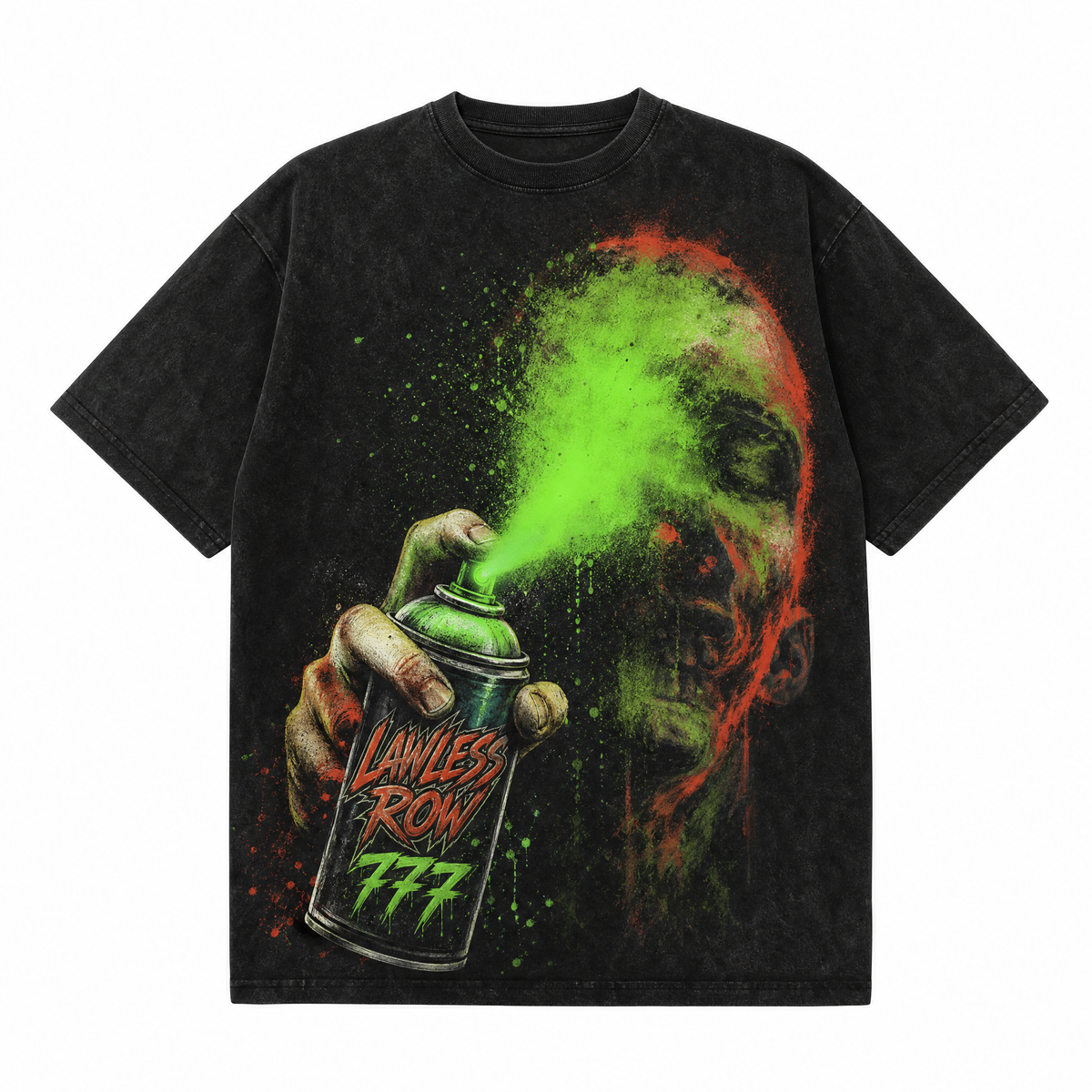 Lawless Row "777 Spray of the Damned" Vintage Black Oversized Tee