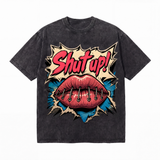 LAWLESSROW "Shut Up!" Washed Black Oversized Tee