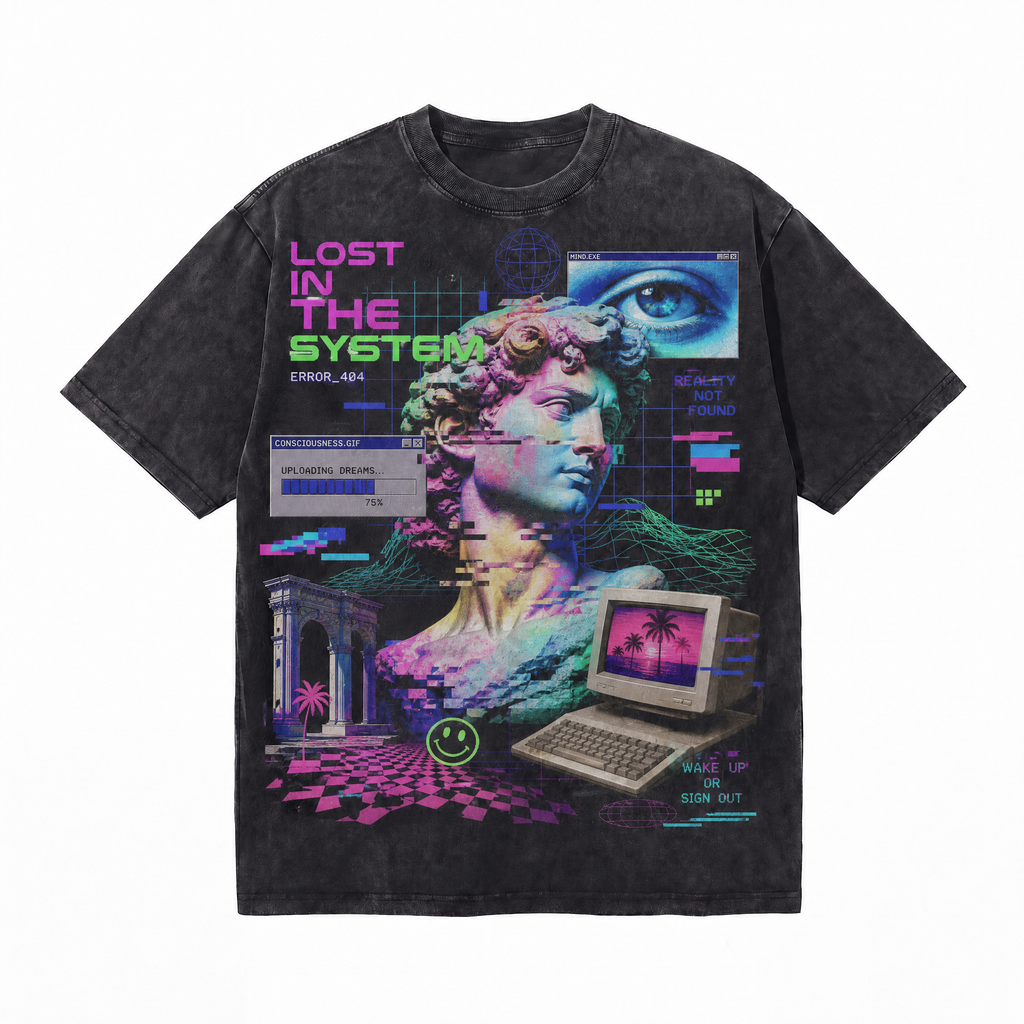 Lost In The System Vintage Washed Graphic Tee