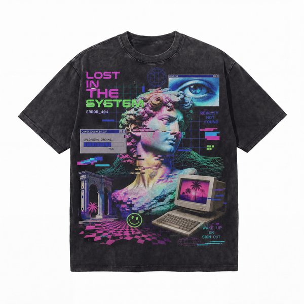 Lost In The System Vintage Washed Graphic Tee