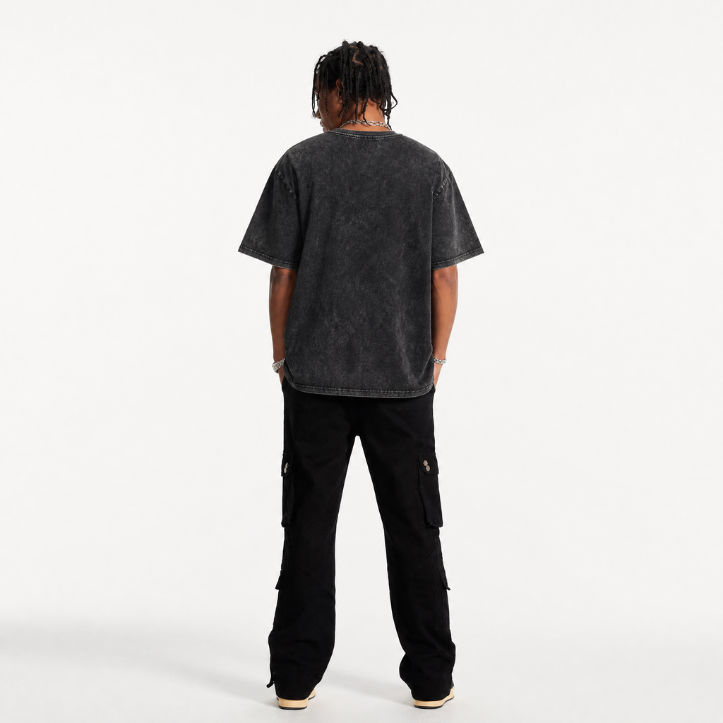Lawless Row "Spray The Law" Vintage Black Oversized Graphic Tee