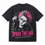 Lawless Row "Spray The Law" Vintage Black Oversized Graphic Tee