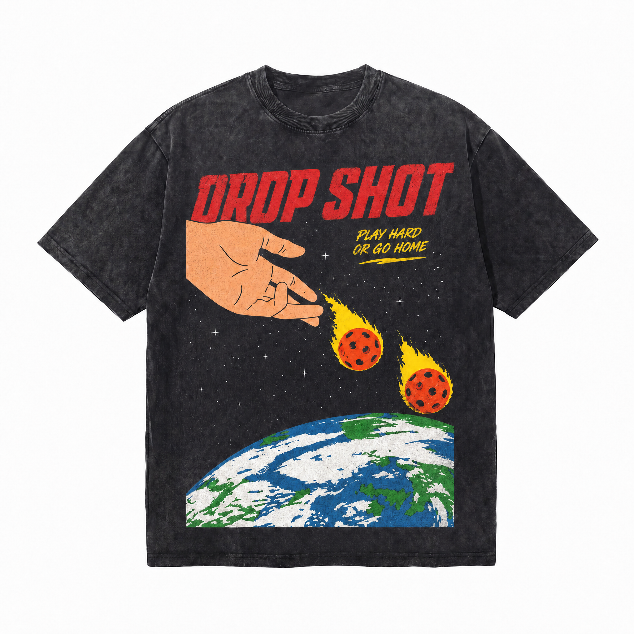 LAWLESSROW "Drop Shot" Heavyweight Washed Black Graphic Tee