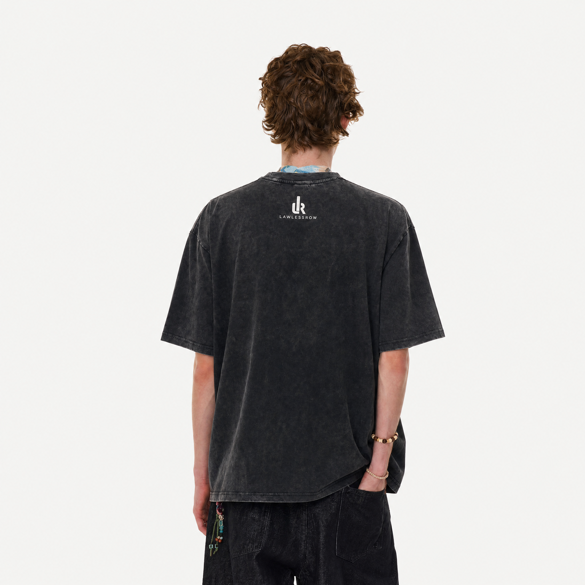 LAWLESSROW "Zen Hustle" Heavyweight Washed Black Graphic Tee