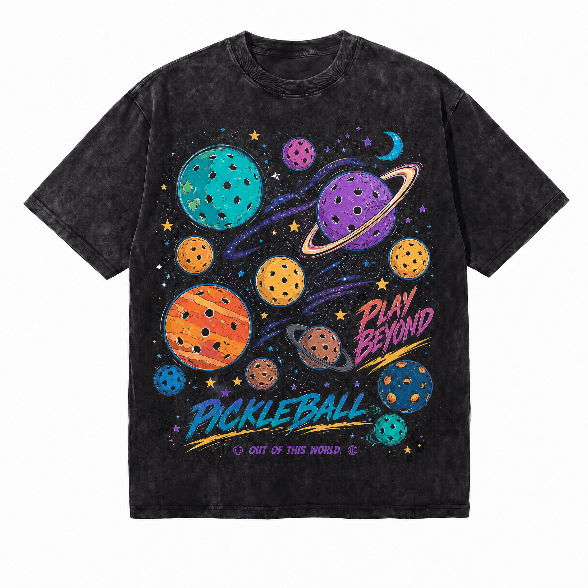 LAWLESSROW "Cosmic Disruption" Heavyweight Washed Black Graphic Tee