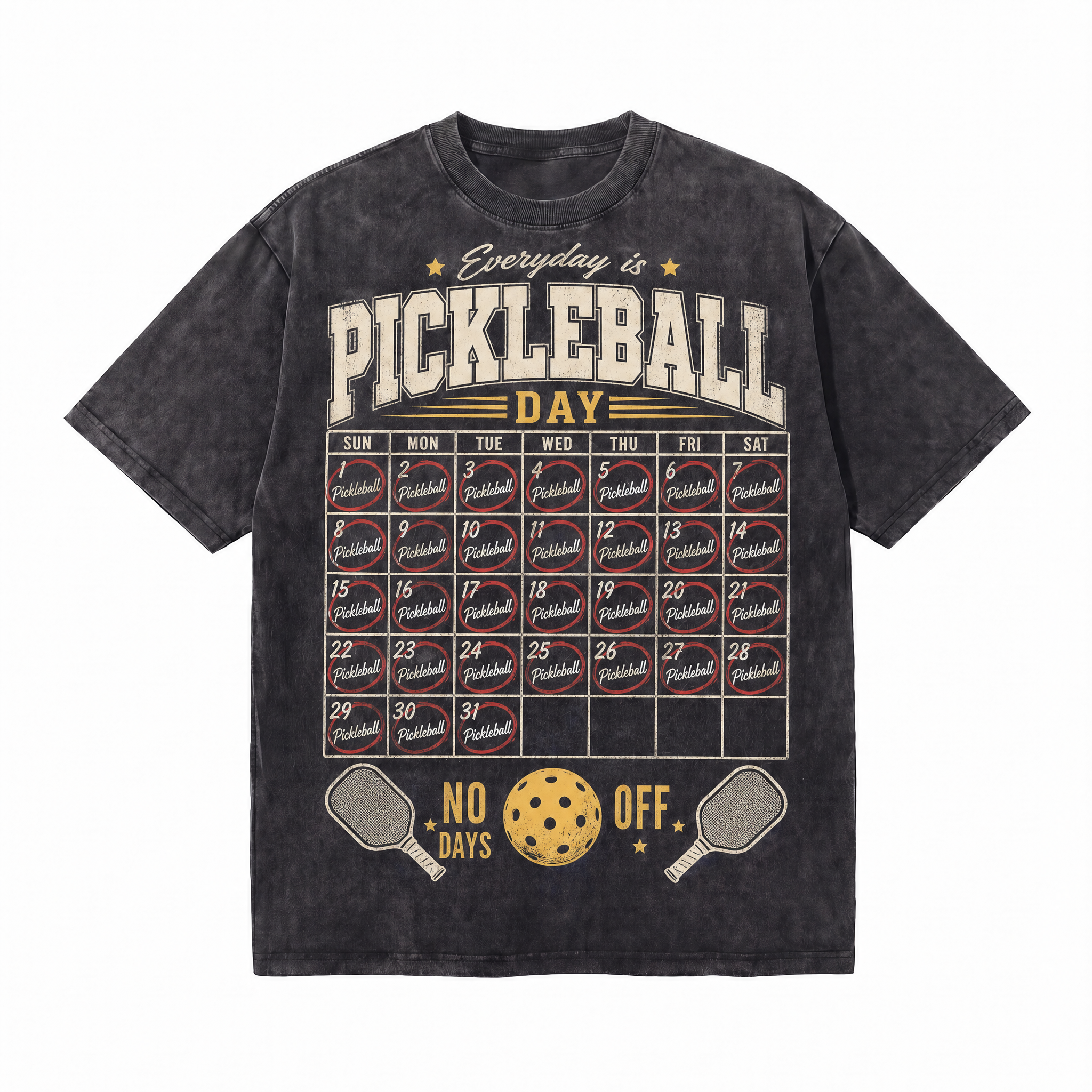 LAWLESSROW "Everyday is Pickleball Day" Heavyweight Washed Black Graphic Tee