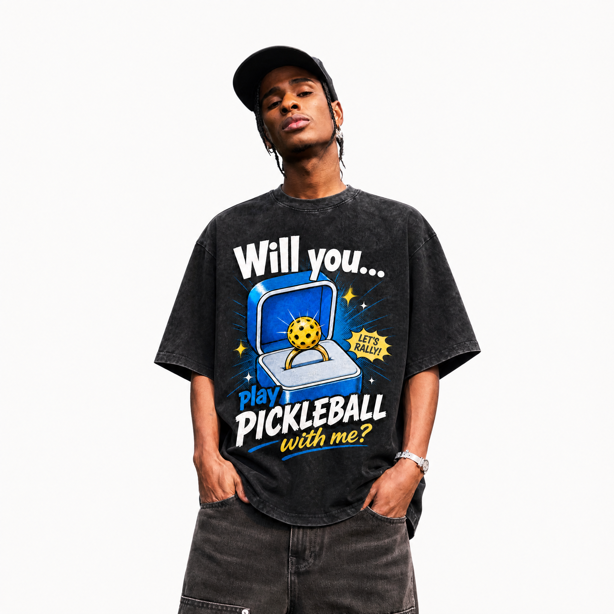 LAWLESSROW "The Proposal" Heavyweight Washed Black Graphic Tee