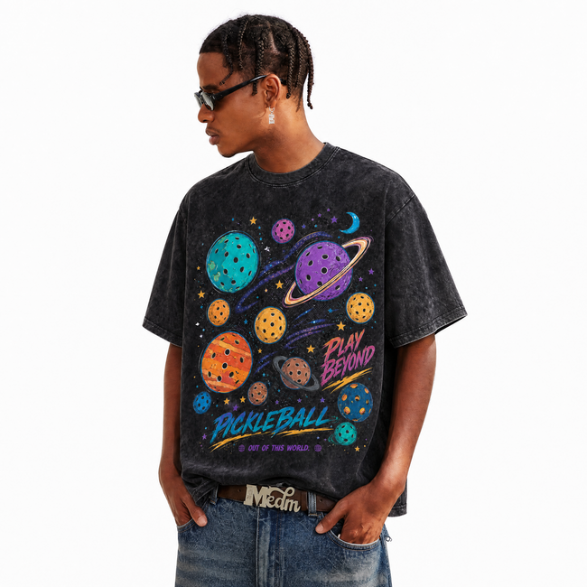 LAWLESSROW "Cosmic Disruption" Heavyweight Washed Black Graphic Tee Main Image