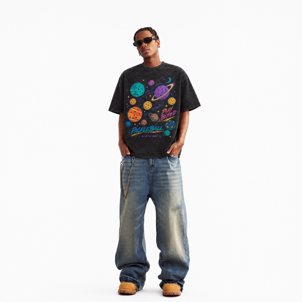 LAWLESSROW "Cosmic Disruption" Heavyweight Washed Black Graphic Tee