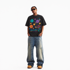 LAWLESSROW "Cosmic Disruption" Heavyweight Washed Black Graphic Tee