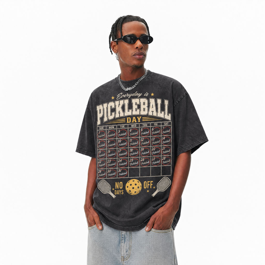 LAWLESSROW "Everyday is Pickleball Day" Heavyweight Washed Black Graphic Tee