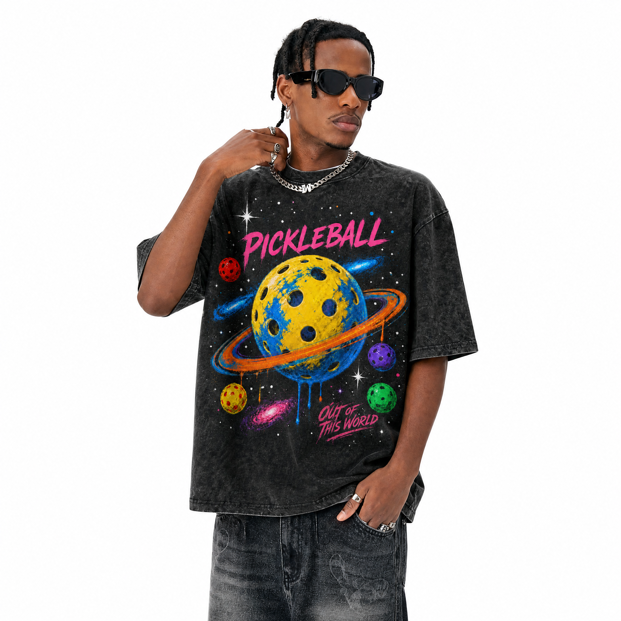 LAWLESSROW "Dripping Orbit" Vintage Washed Heavyweight Graphic Tee