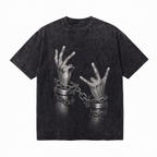 LAWLESSROW "Unchained Defiance" Heavyweight Washed Black Graphic Tee