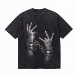 LAWLESSROW "Unchained Defiance" Heavyweight Washed Black Graphic Tee