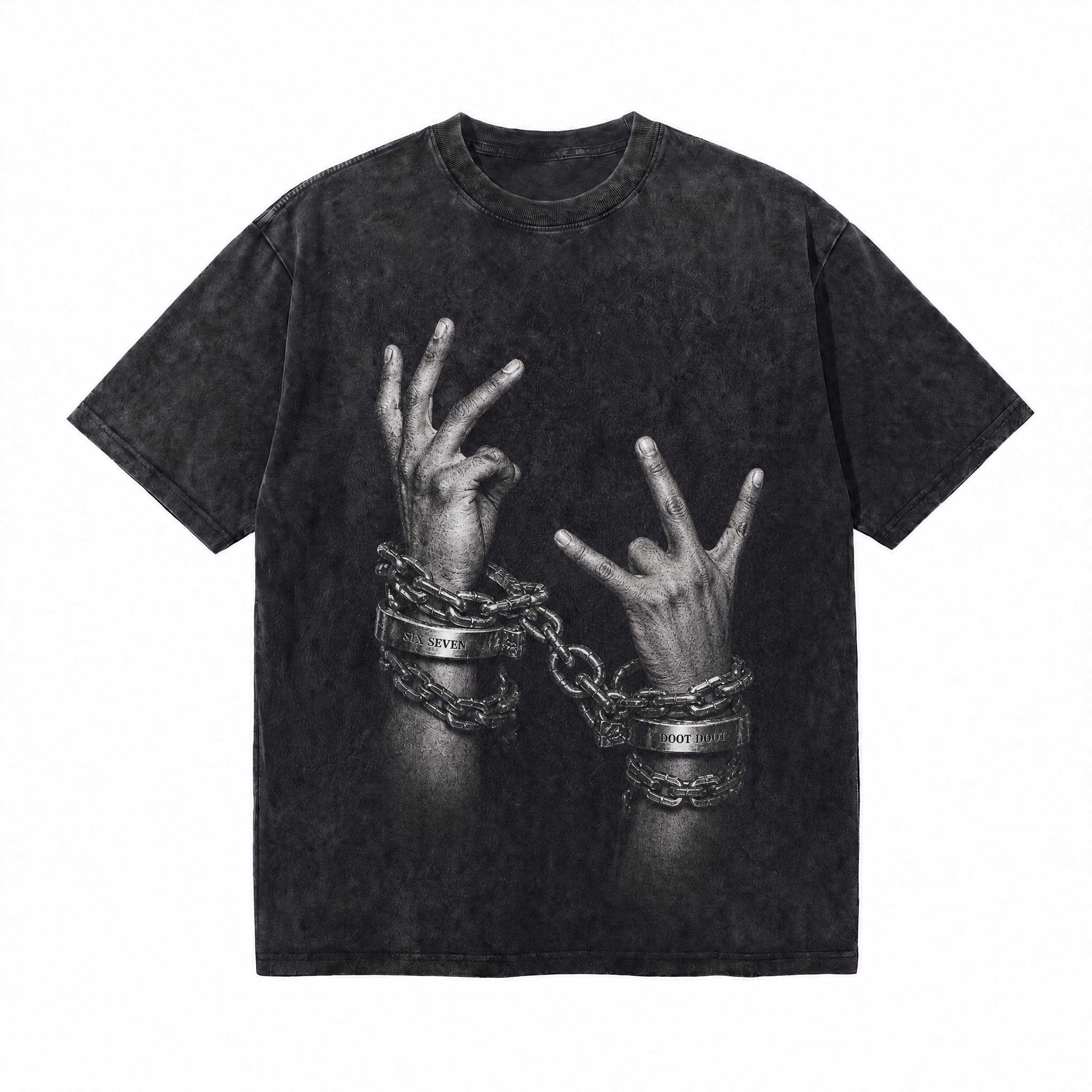 LAWLESSROW "Unchained Defiance" Heavyweight Washed Black Graphic Tee