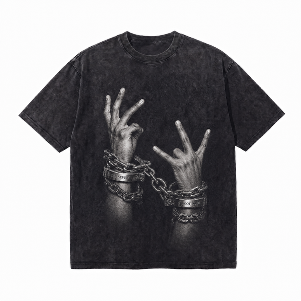 LAWLESSROW "Unchained Defiance" Heavyweight Washed Black Graphic Tee