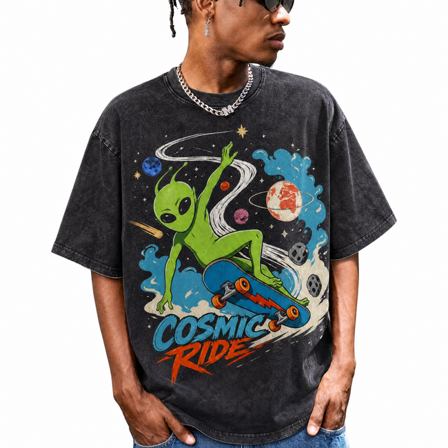 Lawless Row "Cosmic Ride" Vintage Washed Skate Tee Main Image