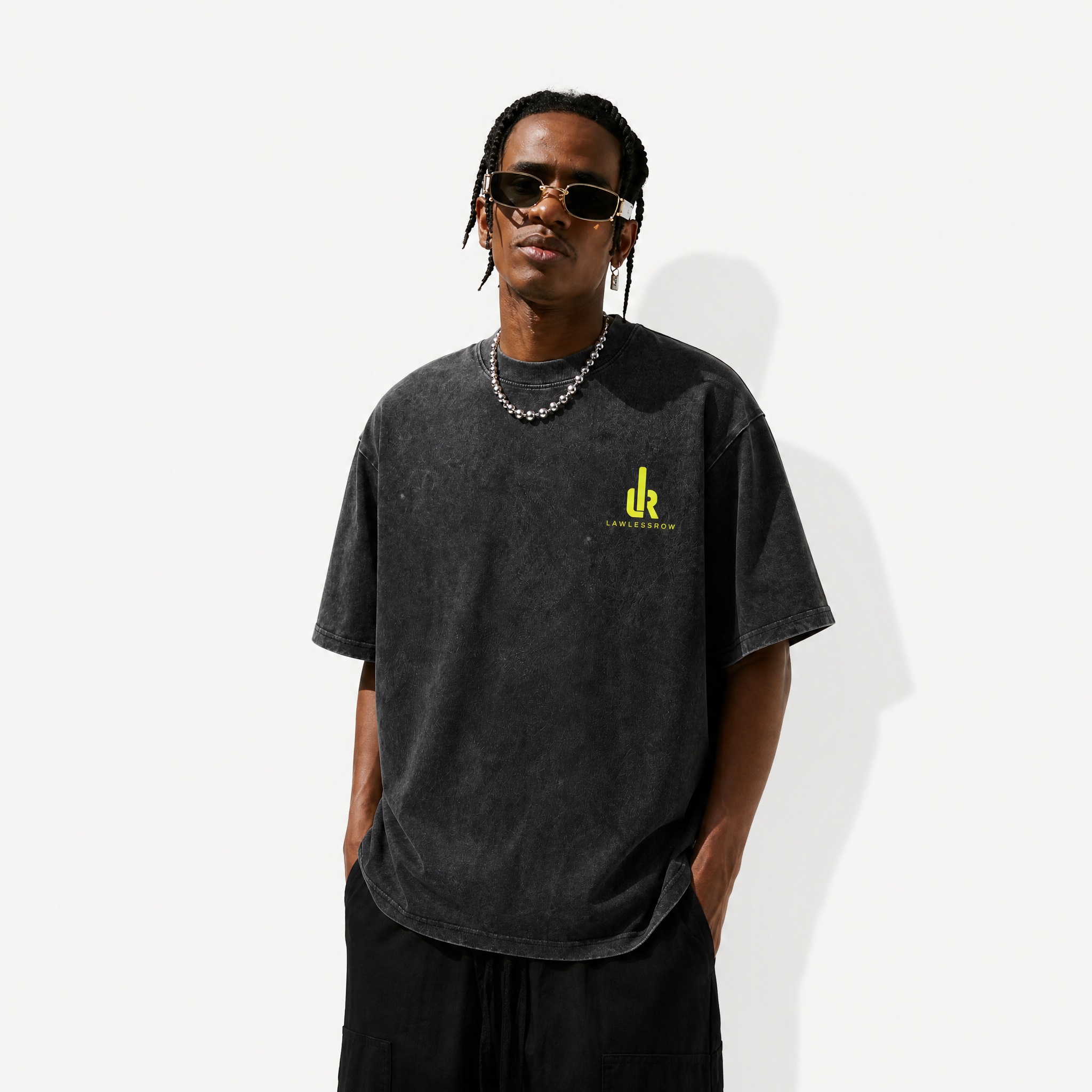 LAWLESSROW "Swarm" Minimalist Acid Wash Heavyweight Tee