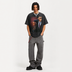 LAWLESSROW "Corporate Psycho" Heavyweight Washed Black Graphic Tee