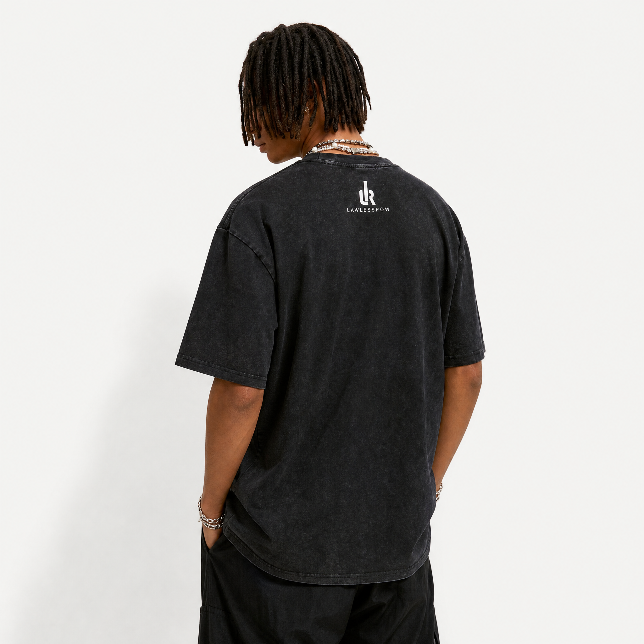LAWLESSROW "Corporate Psycho" Heavyweight Washed Black Graphic Tee
