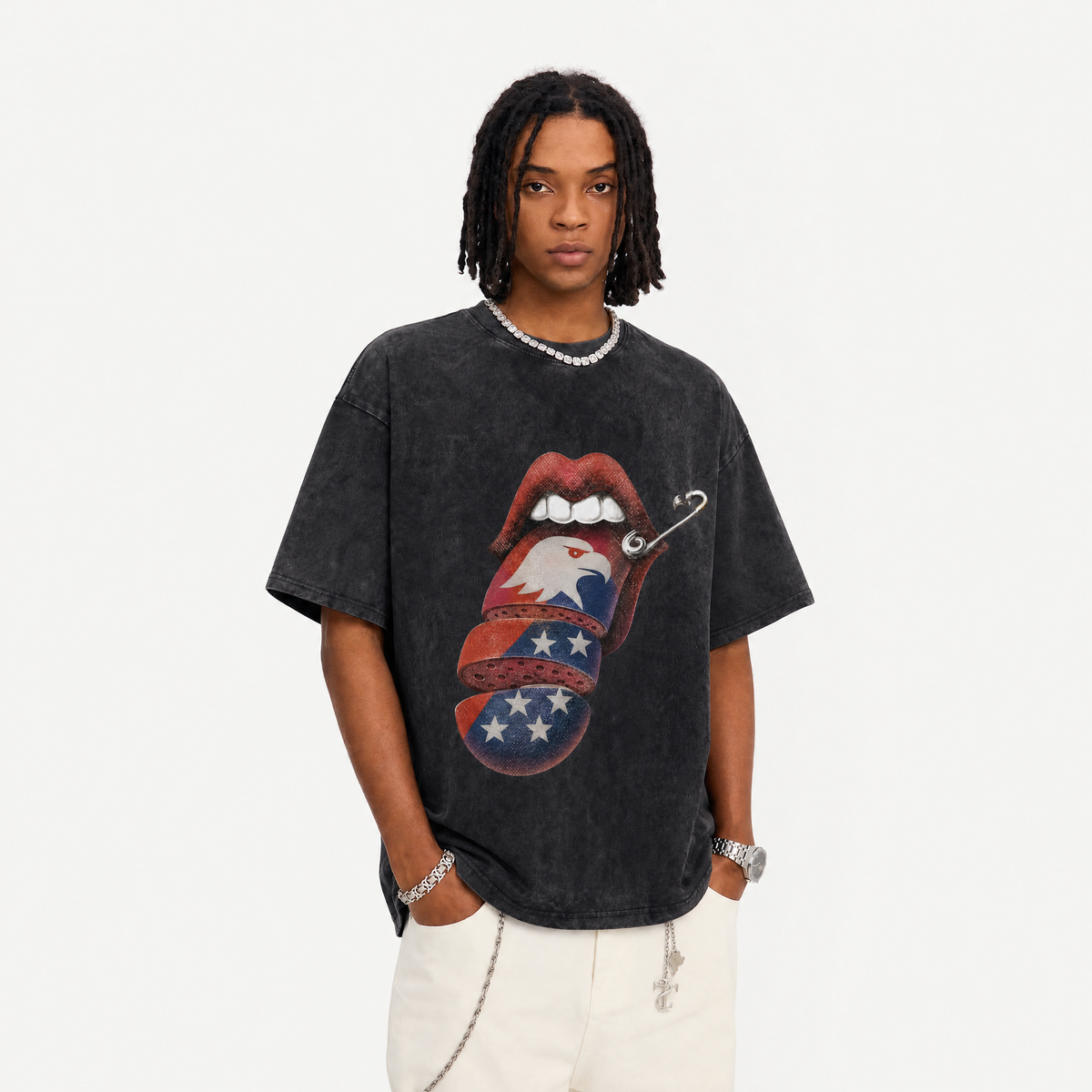 LAWLESSROW "American Tongue" Heavyweight Vintage Washed Graphic Tee