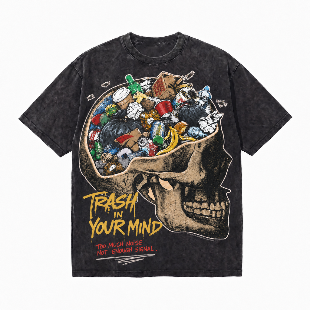 LAWLESSROW "Trash In Your Mind" - Vintage Washed Heavyweight Oversized Graphic Tee