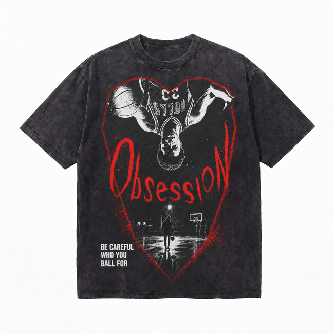 LAWLESSROW "Basketball Obsession" Heavyweight Vintage Washed Graphic Tee Hover Image