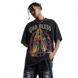 LAWLESSROW Vintage Washed Heavyweight Oversized Psychedelic Graphic Tee