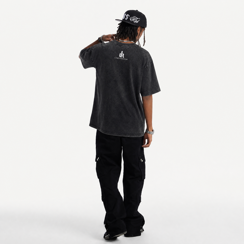 LAWLESSROW "Basketball Obsession" Heavyweight Vintage Washed Graphic Tee