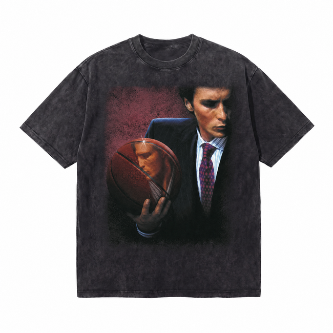 LAWLESSROW "Corporate Psycho" Heavyweight Washed Black Graphic Tee Hover Image