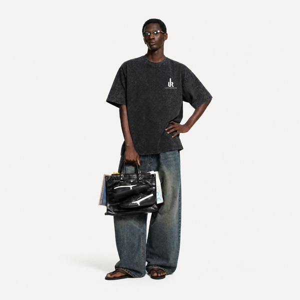 LAWLESSROW "Divine Conquest" Heavyweight Washed Black Graphic Tee - hover