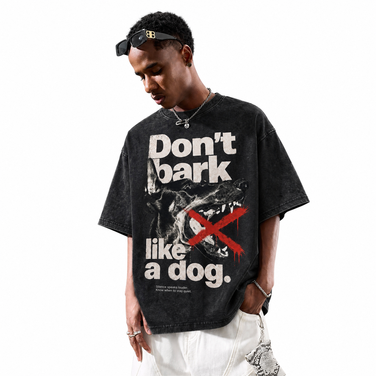 LAWLESSROW "Vocal Silence" Heavyweight Washed Black Graphic Tee