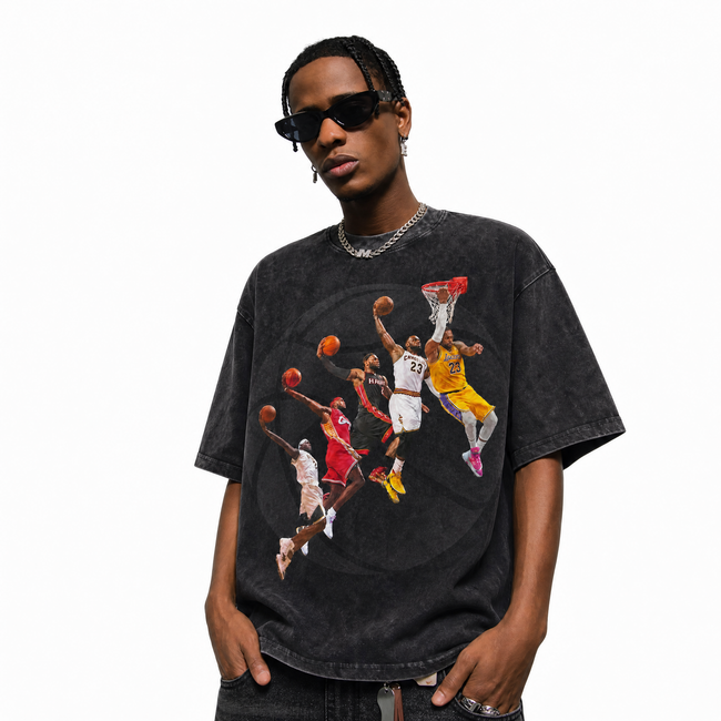 LAWLESSROW "The Dynasty Sequence" Heavyweight Washed Black Graphic Tee Main Image