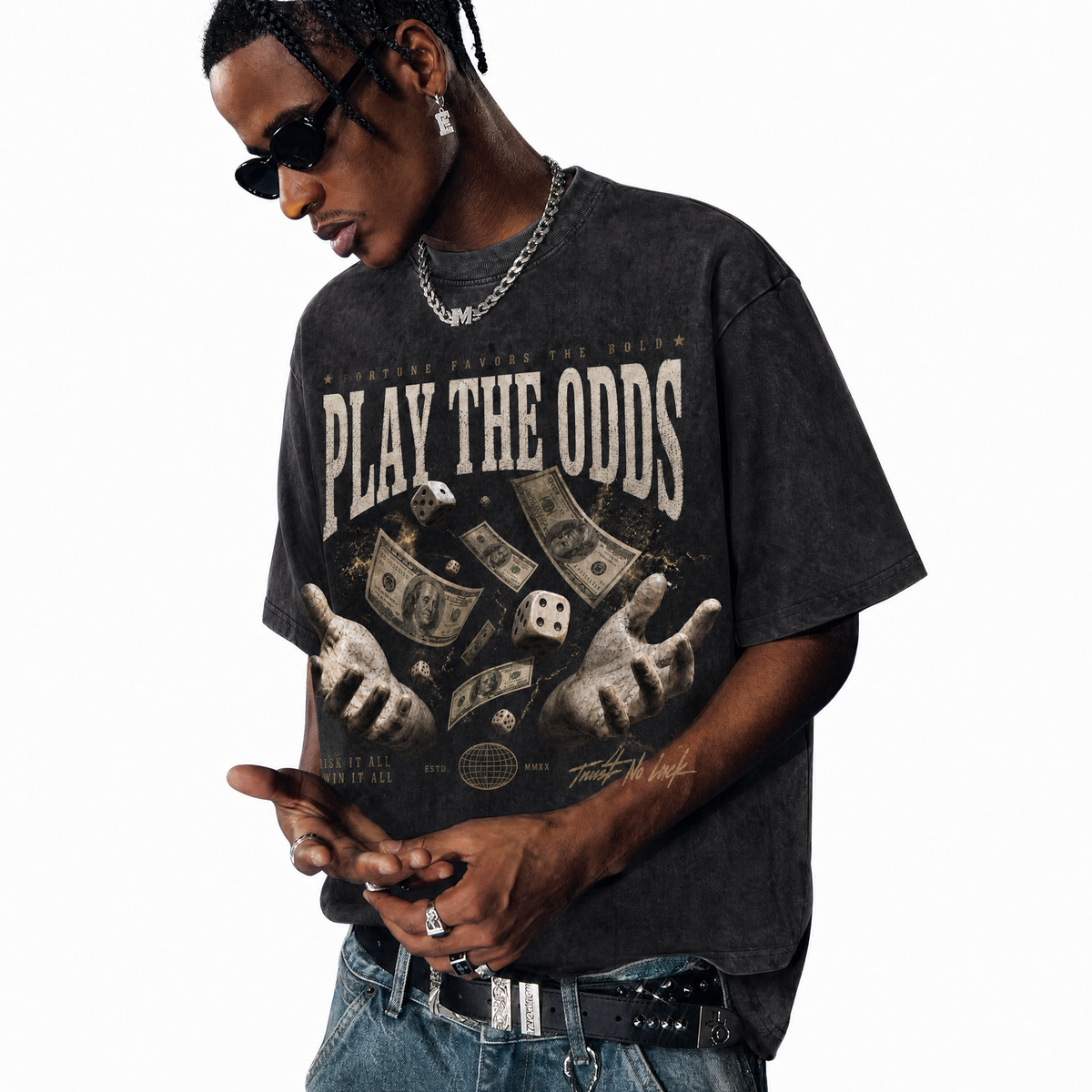 LAWLESSROW "Play The Odds" Heavyweight Vintage Washed Graphic Tee